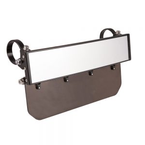 12" Wide Panoramic Rearview Mirror with Folding Sun Visor - Solid Black Shield